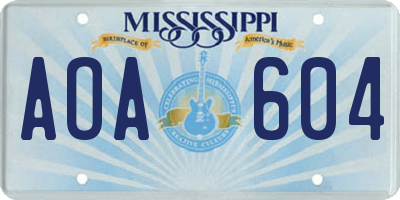 MS license plate AOA604