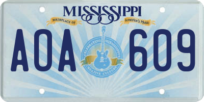 MS license plate AOA609
