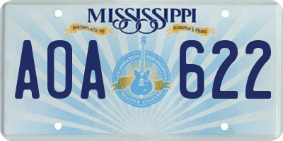MS license plate AOA622