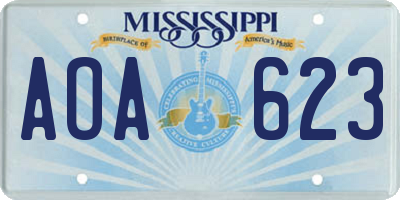MS license plate AOA623