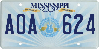 MS license plate AOA624