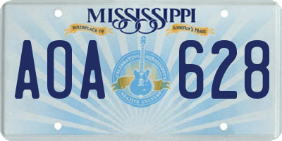MS license plate AOA628