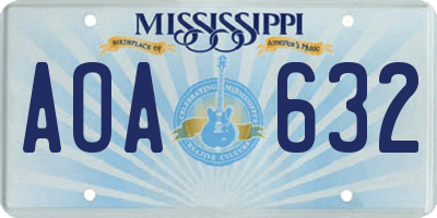 MS license plate AOA632