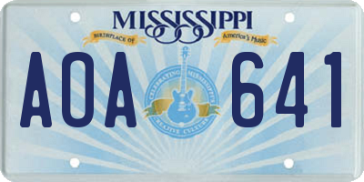 MS license plate AOA641