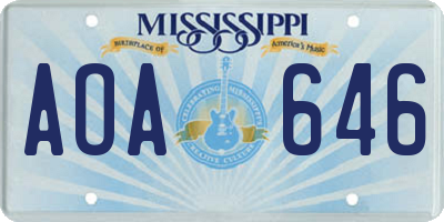 MS license plate AOA646