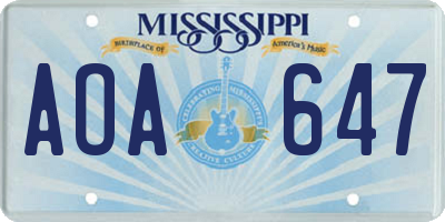 MS license plate AOA647