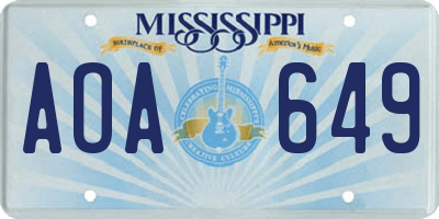 MS license plate AOA649