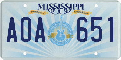 MS license plate AOA651
