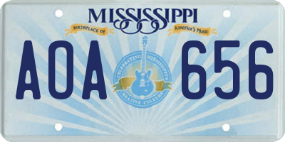 MS license plate AOA656