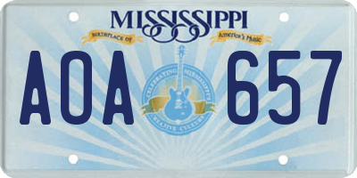 MS license plate AOA657