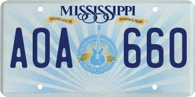 MS license plate AOA660