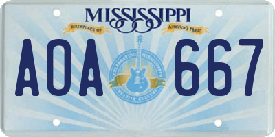MS license plate AOA667