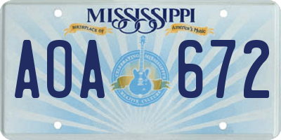 MS license plate AOA672