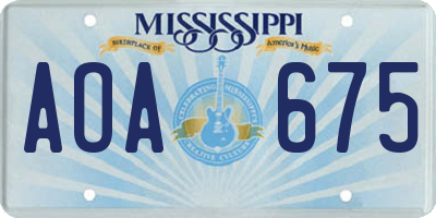 MS license plate AOA675