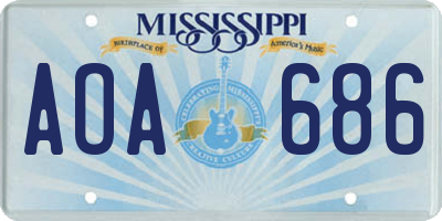 MS license plate AOA686