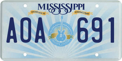 MS license plate AOA691