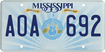 MS license plate AOA692