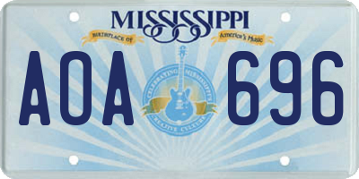 MS license plate AOA696
