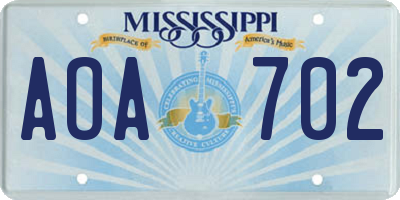 MS license plate AOA702