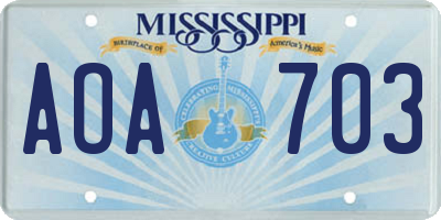 MS license plate AOA703