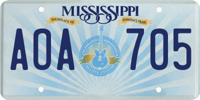 MS license plate AOA705