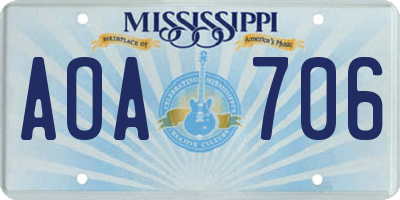 MS license plate AOA706