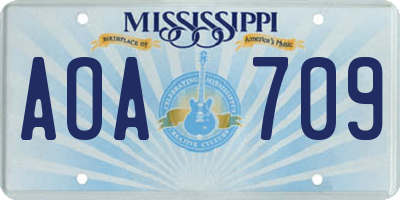 MS license plate AOA709