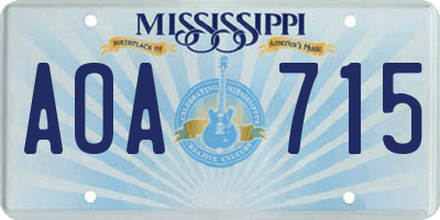 MS license plate AOA715