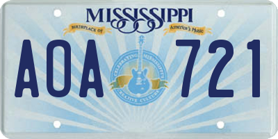 MS license plate AOA721