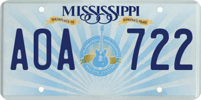 MS license plate AOA722