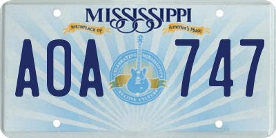 MS license plate AOA747