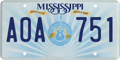 MS license plate AOA751