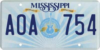MS license plate AOA754