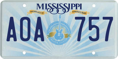 MS license plate AOA757