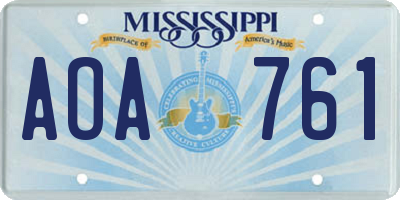 MS license plate AOA761