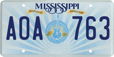 MS license plate AOA763