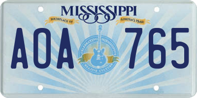 MS license plate AOA765