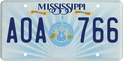 MS license plate AOA766