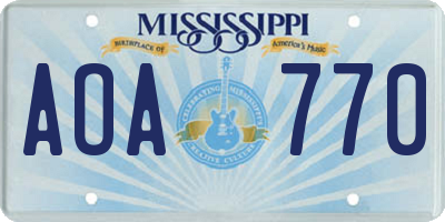 MS license plate AOA770
