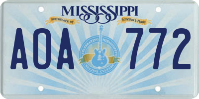 MS license plate AOA772