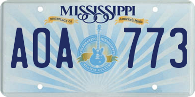 MS license plate AOA773