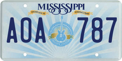 MS license plate AOA787