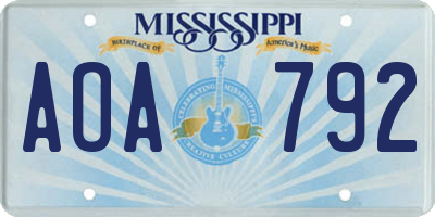 MS license plate AOA792