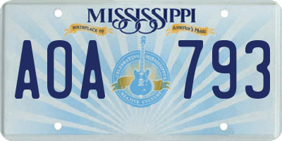 MS license plate AOA793