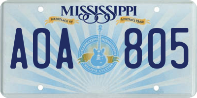 MS license plate AOA805