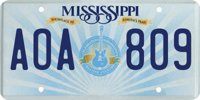 MS license plate AOA809