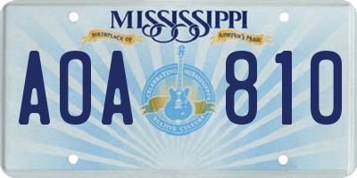 MS license plate AOA810