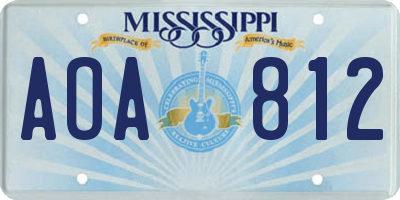 MS license plate AOA812