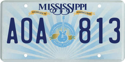 MS license plate AOA813