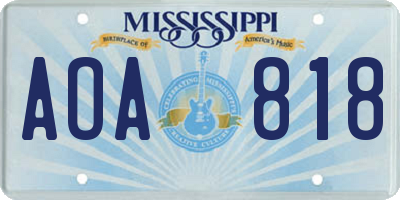MS license plate AOA818